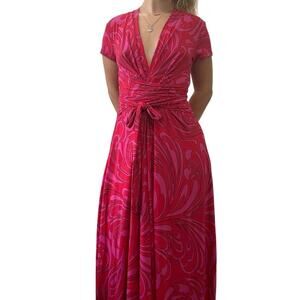 Michael Michael Kors Pink Abstract Wrap Midi Dress Size 12